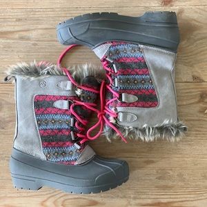 Magellan Girls Leather & Knit Snow Boots